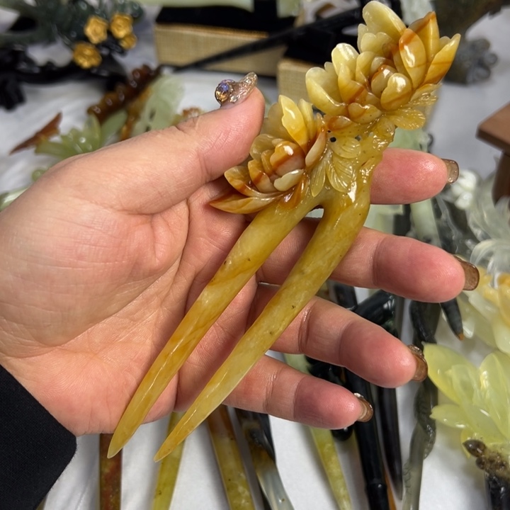 定制蛇纹石玉金*毛货发饰