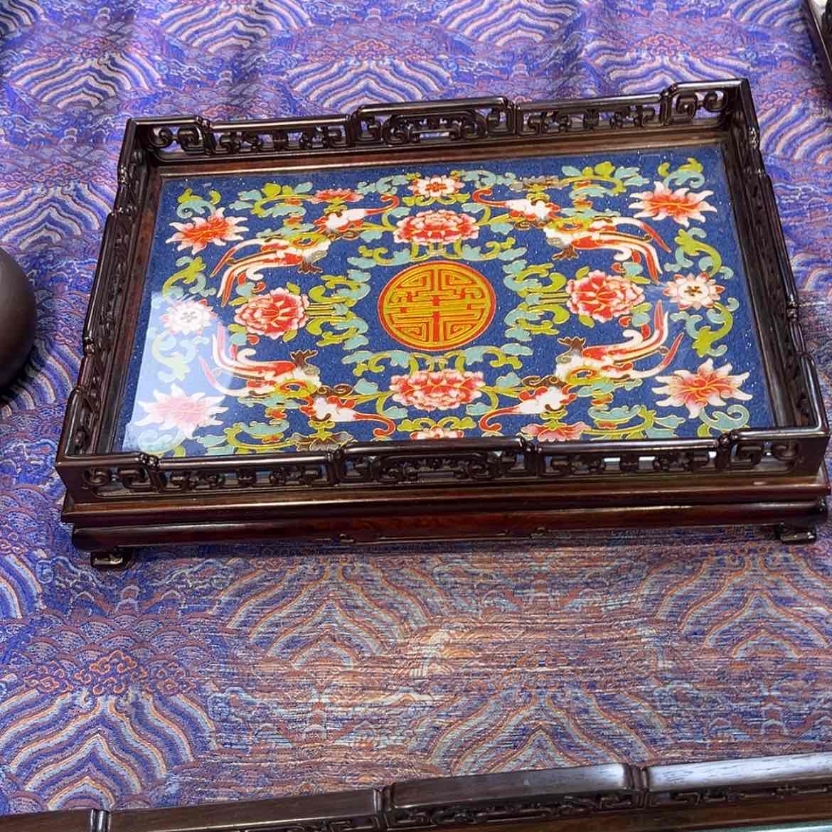 【闪购商品】红酸枝木类成套家具军**夜茶盘