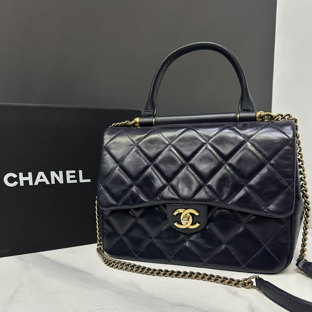 95新 Chanel/香奈儿 孟买手提口盖包23开25cm/0135122602