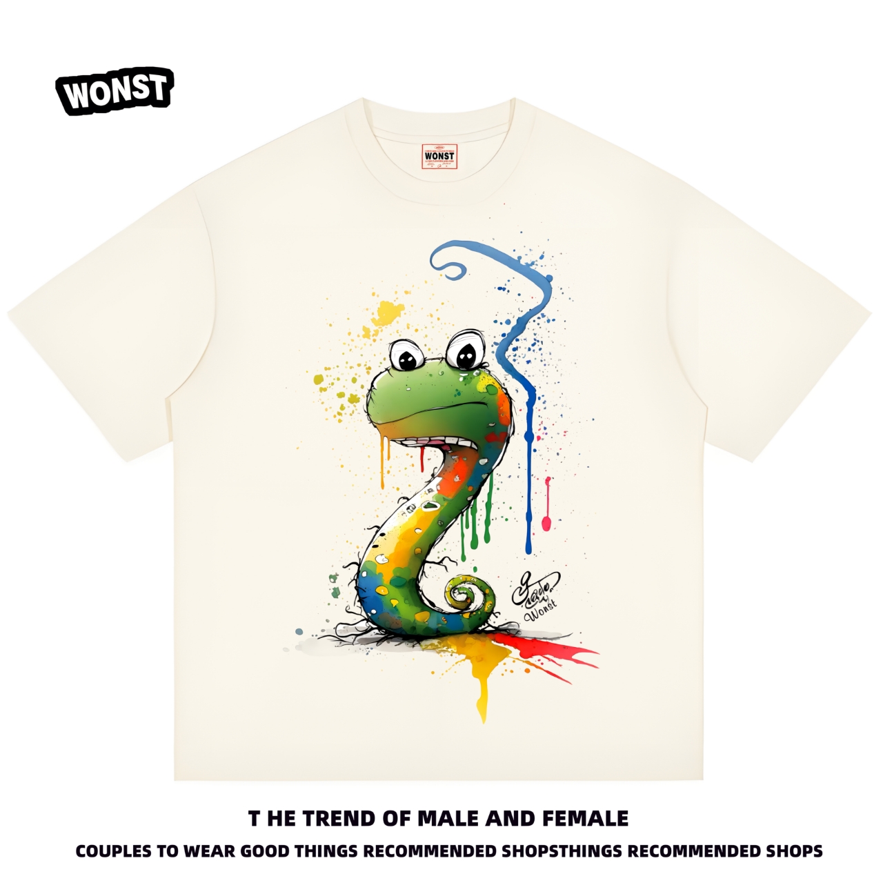 WONST【蛇年限定】康利数码直喷 重磅300G纯棉宽松圆领短袖T恤