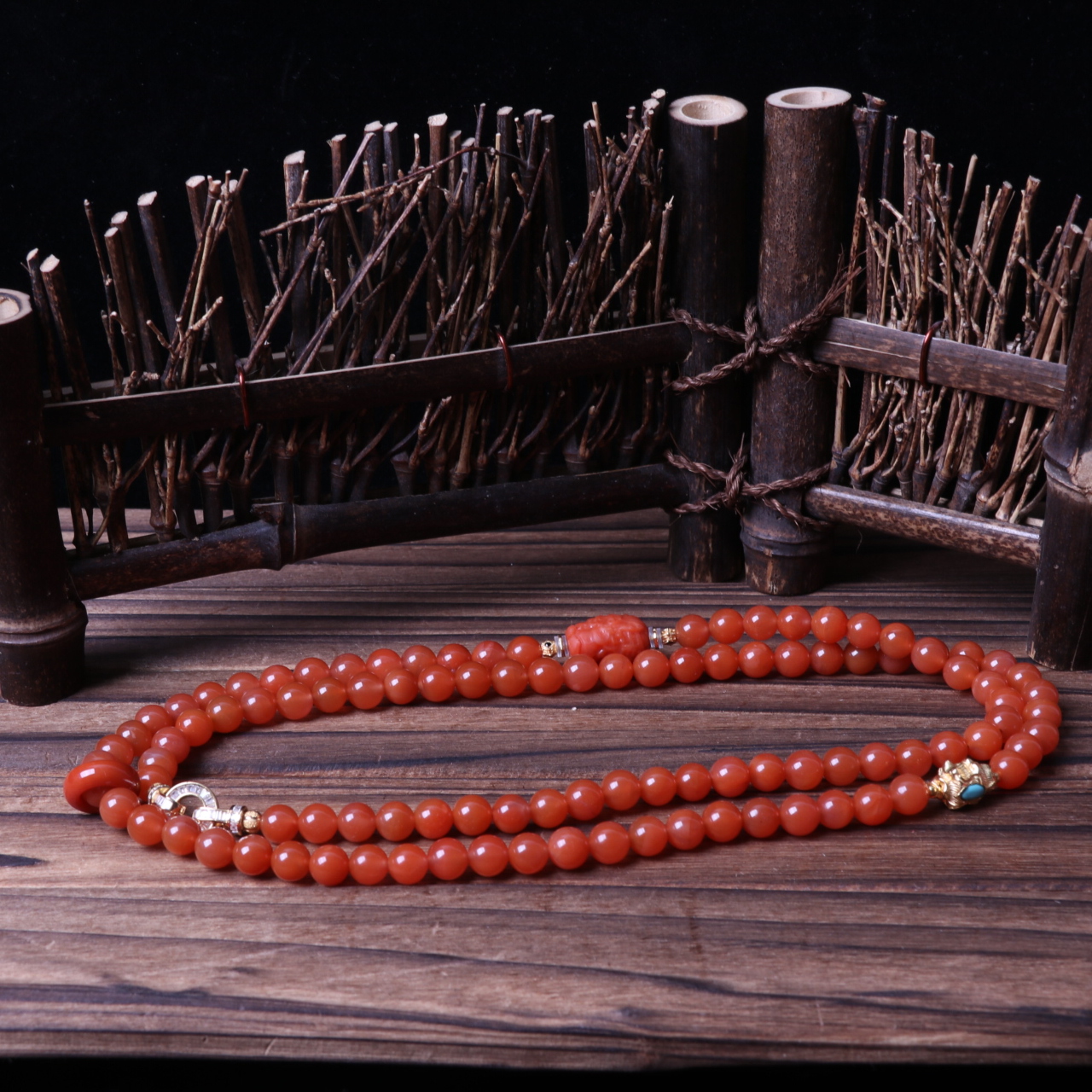 【石语珠宝】高品精美南红玛瑙7mm左右diy圆珠多圈项链一条d835