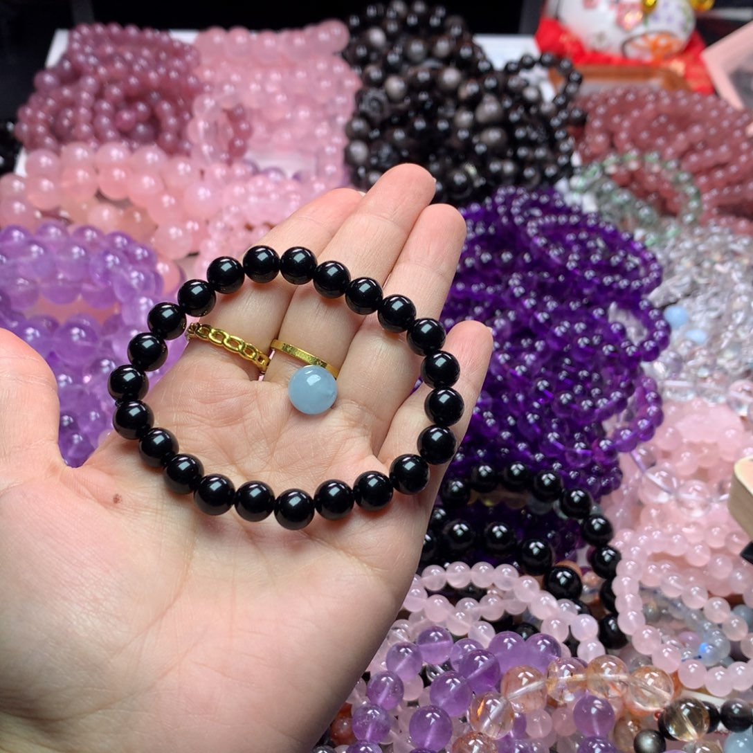 水晶手链未镶嵌L****?黑曜卡8➕11mm单珠