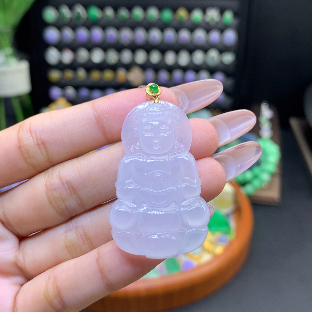 翡翠18K金镶嵌颈饰