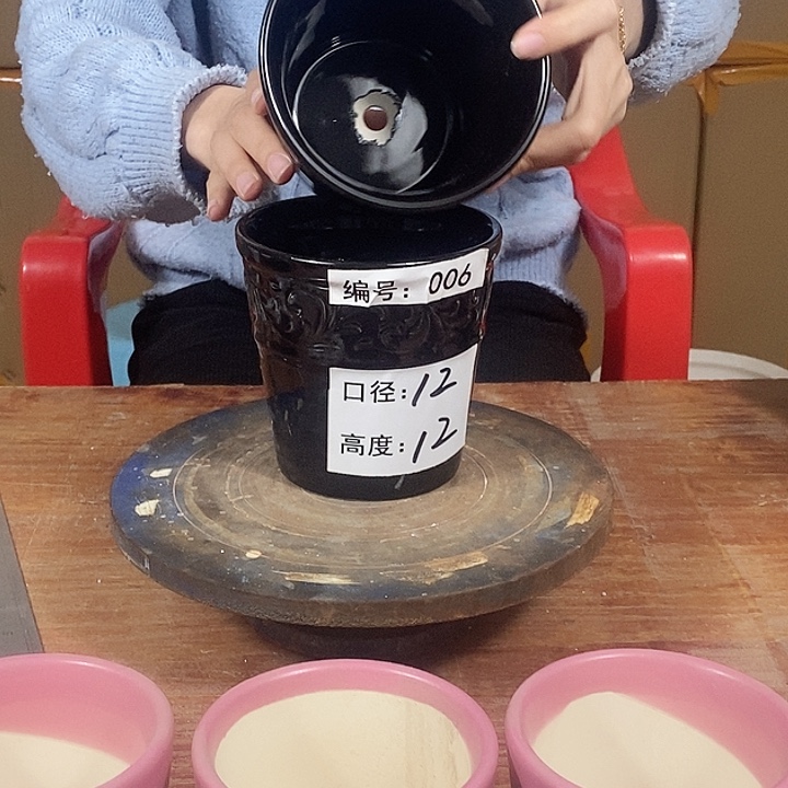 陶瓷微瑕花盆-006黑色