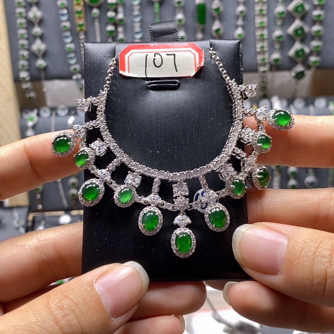 翡翠颈饰银S925镶嵌107号