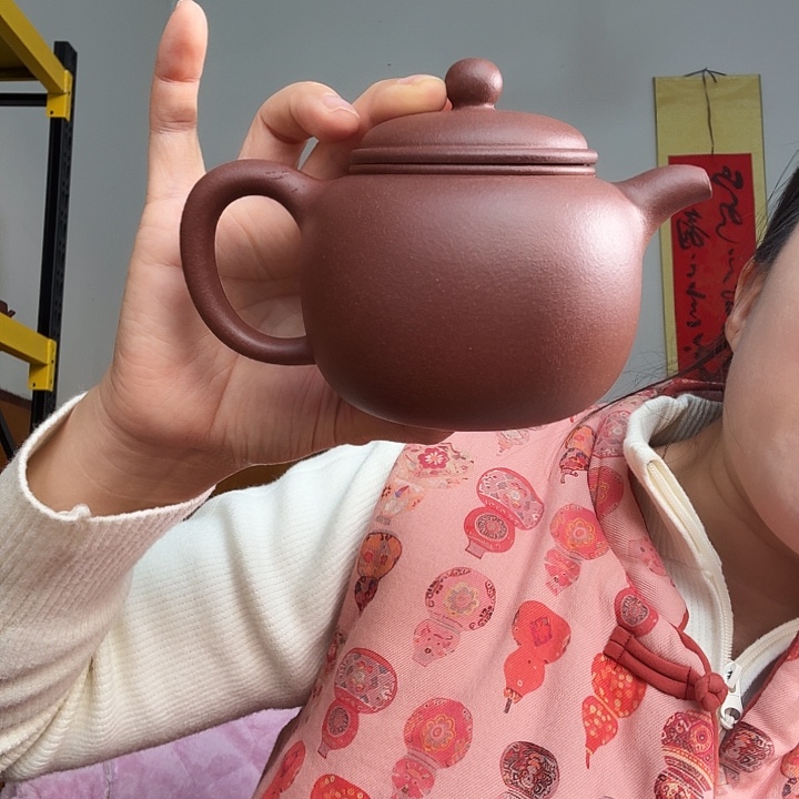 紫砂茶壶紫泥底槽青匏尊300cc