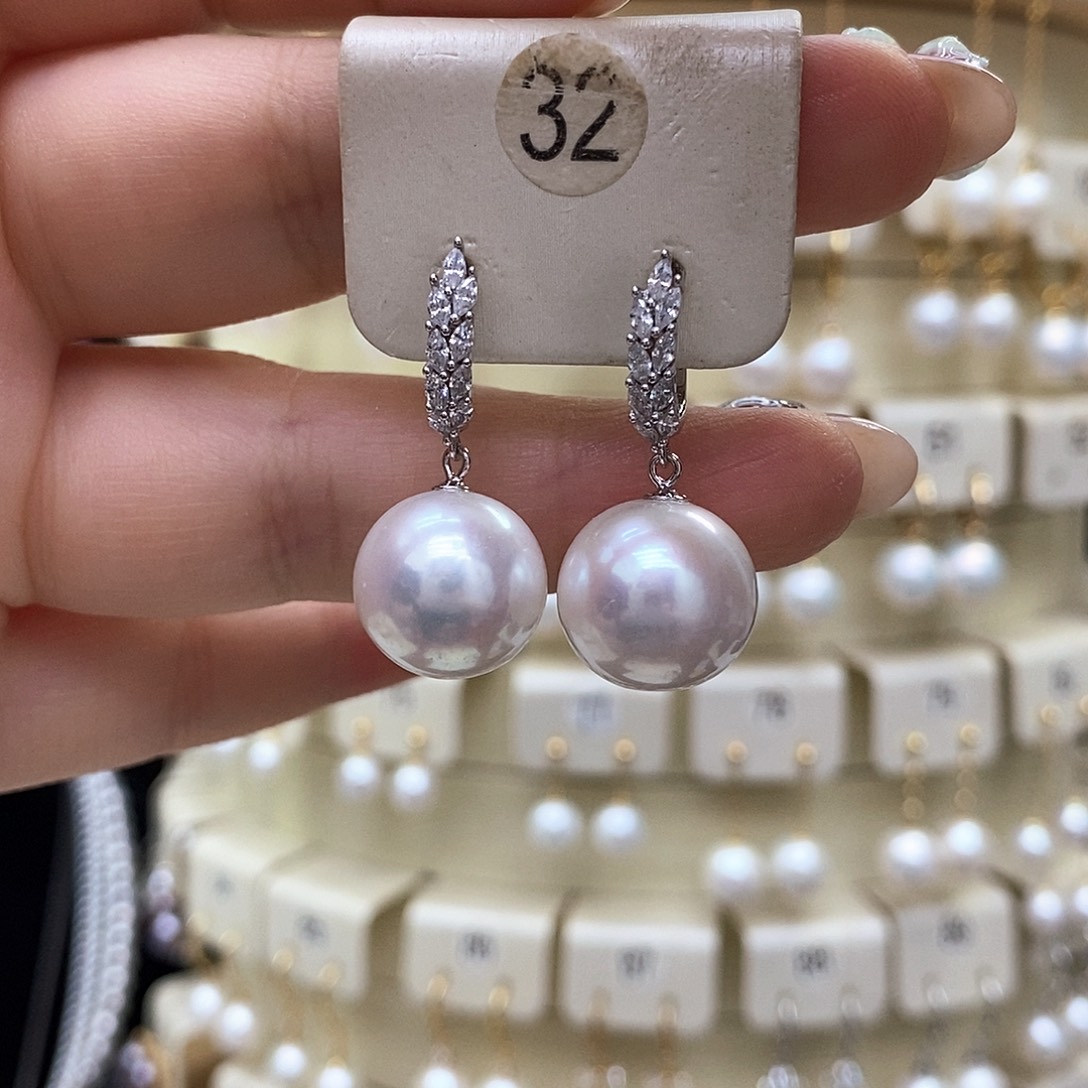 银S925镶嵌淡水珍珠耳饰