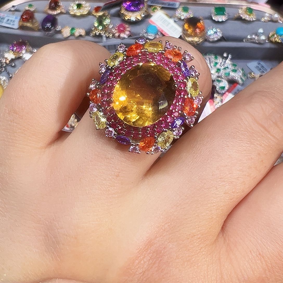 银S925镶嵌戒指黄晶