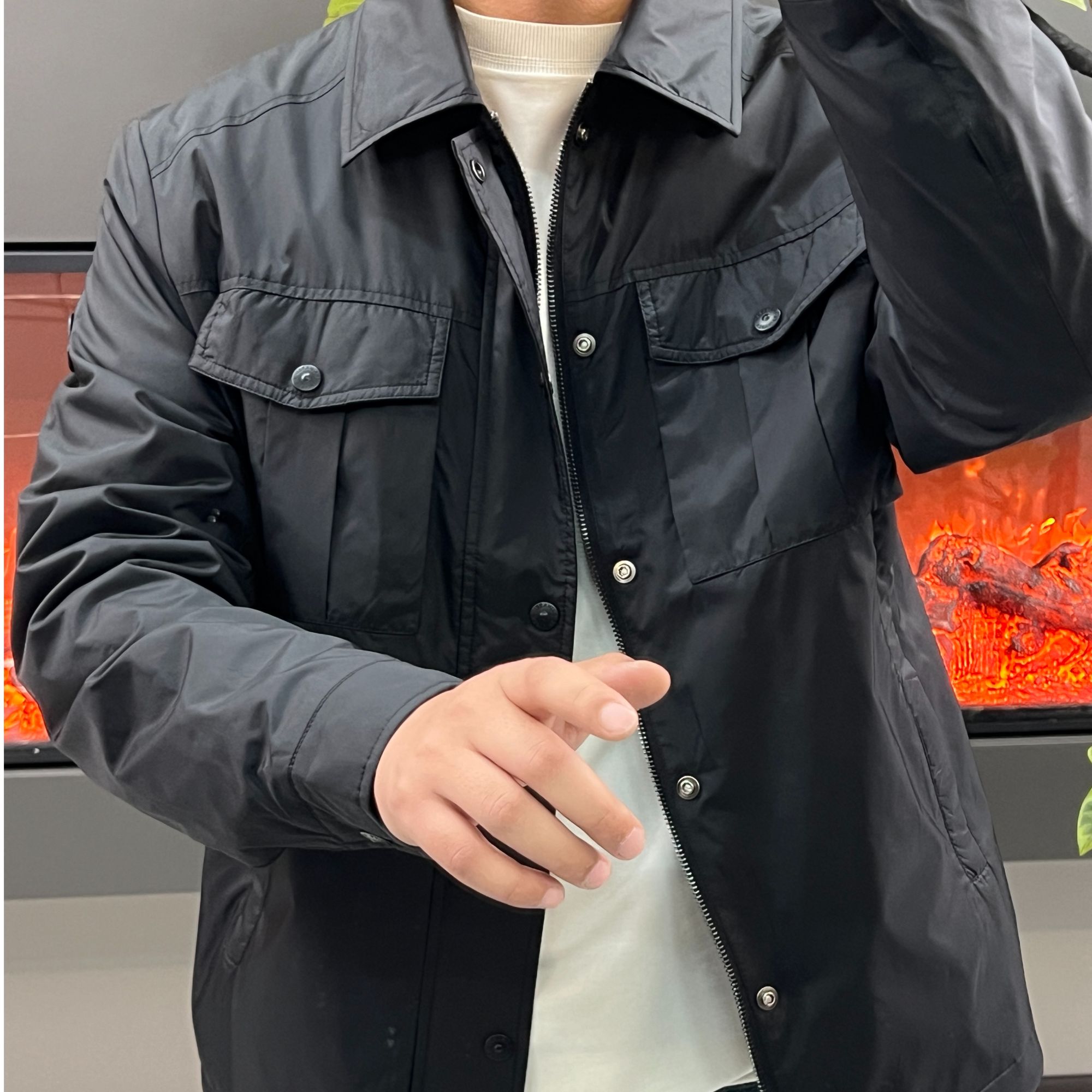 BERHAD轻奢25早春新款轻奢休闲立领男士百搭棉服23101