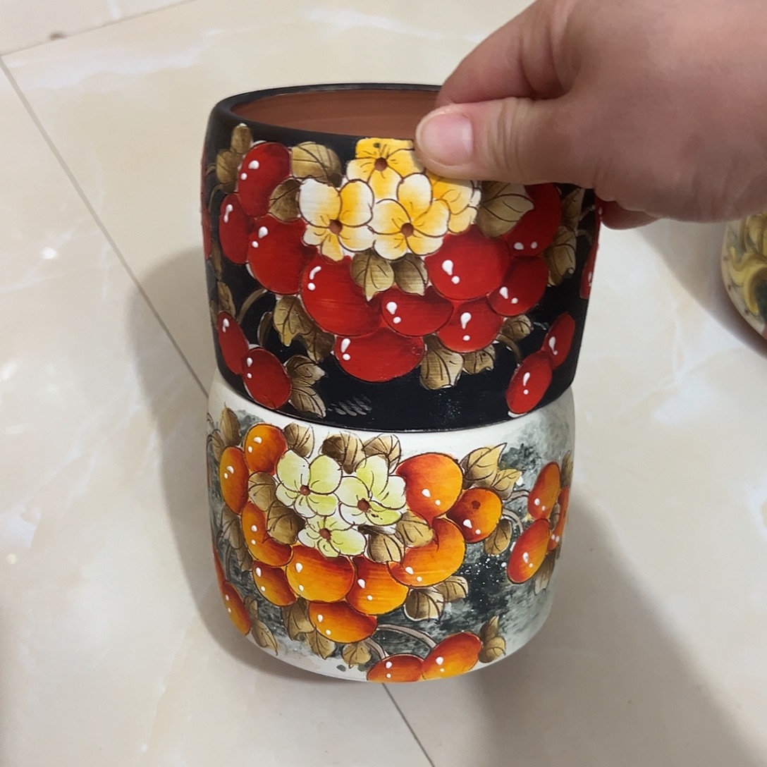 1***儿景德镇炫彩手绘陶瓷花盆