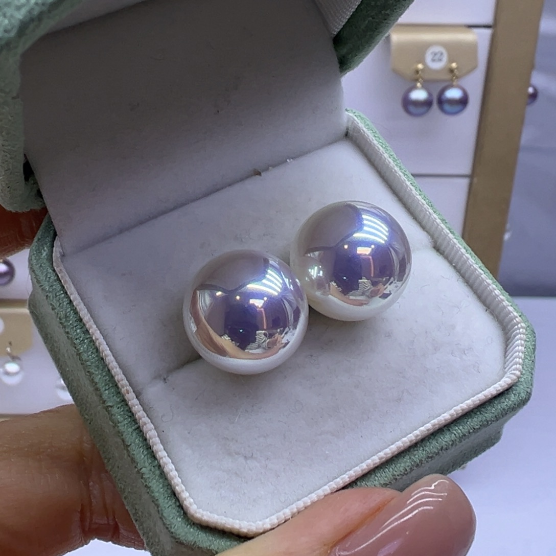 淡水珍珠银S925镶嵌耳饰