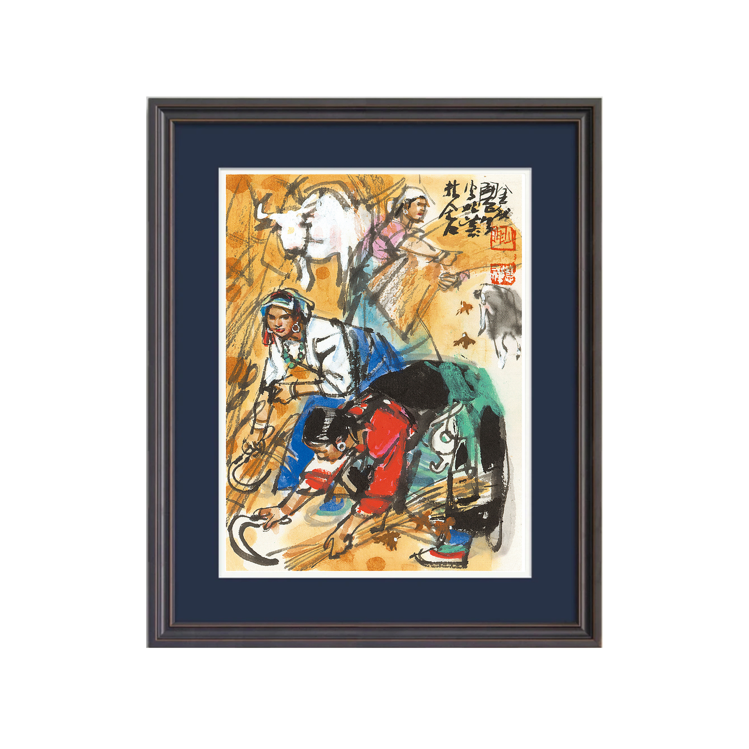 史国良老师的《出牌》系列版画 西藏小组画 