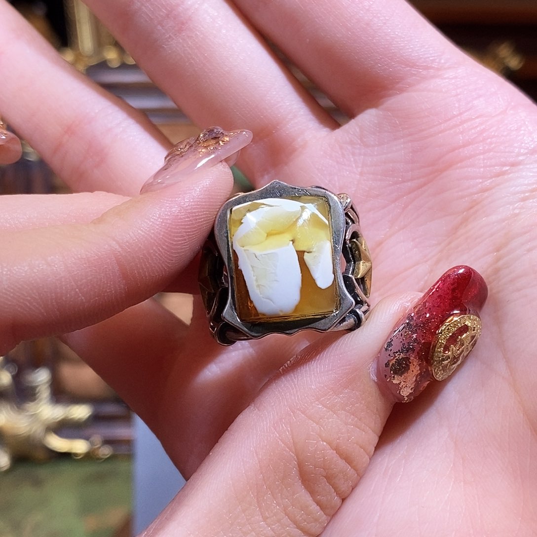 琥珀戒指银S925镶嵌琳*?戒指