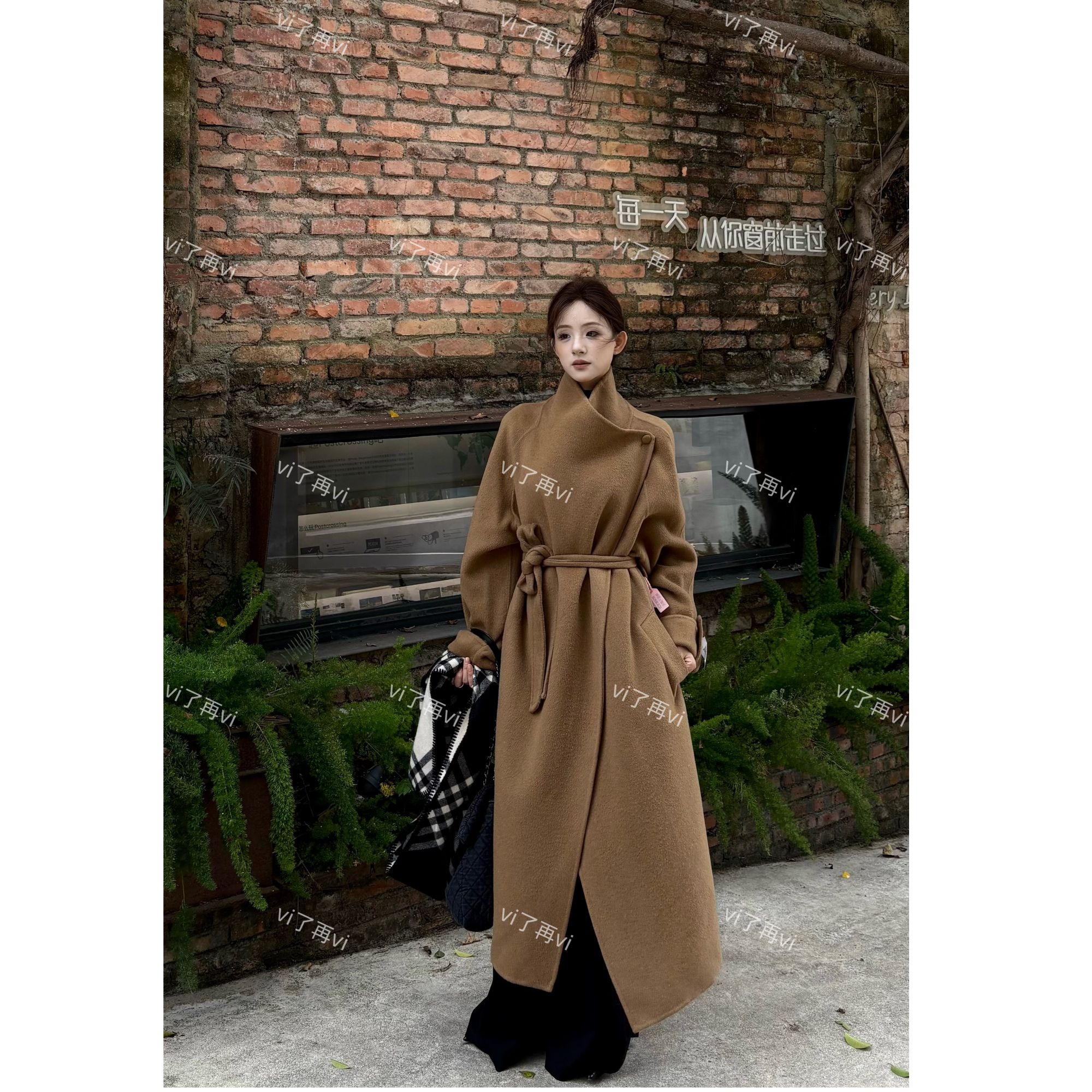 【】秋冬新款时尚气质修身百搭宽松双面呢大衣外套24010