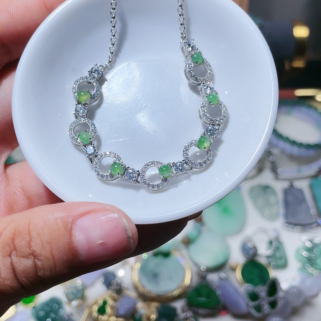 翡翠银S925镶嵌吊坠(不含链)