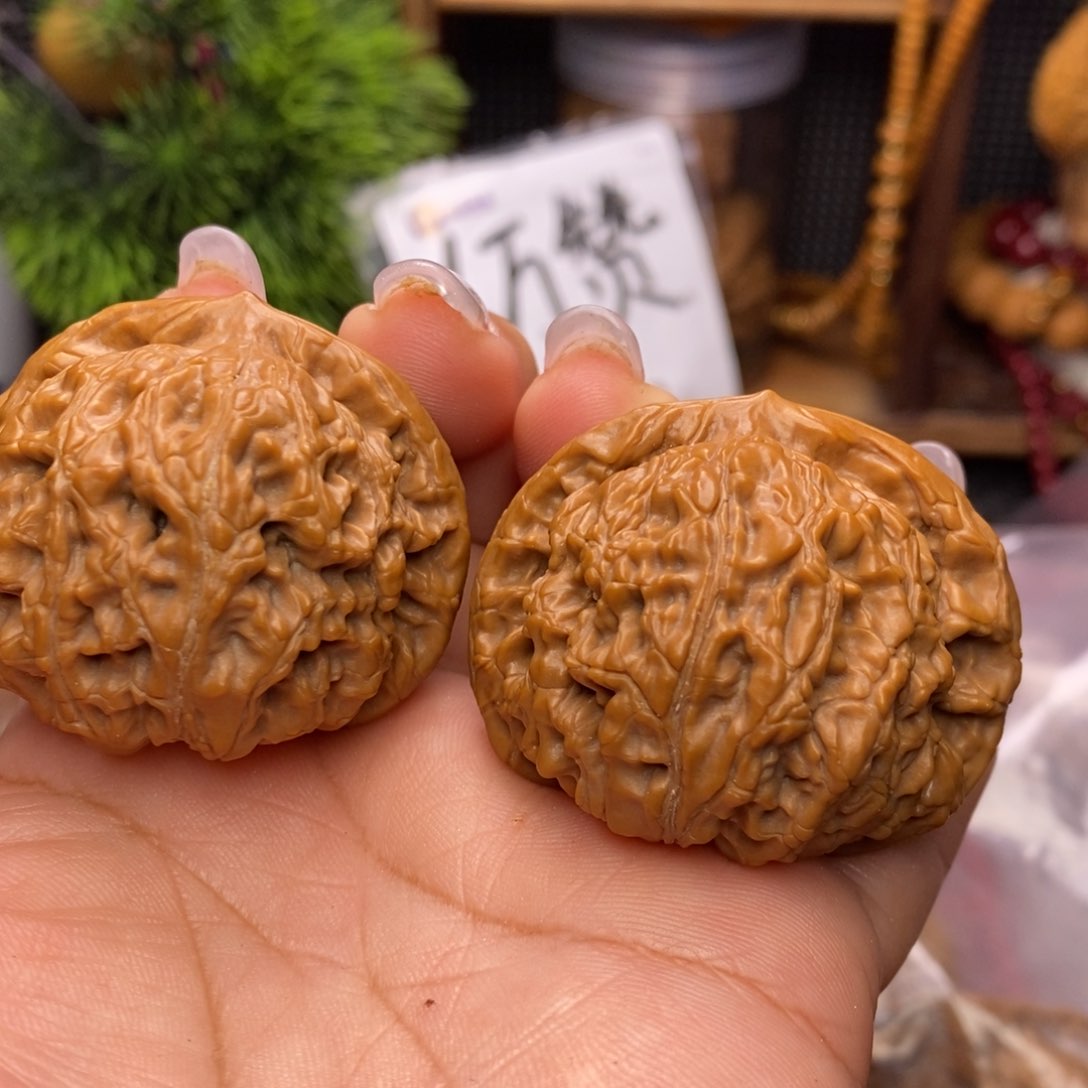 文玩核桃吊坠水龙纹。边。44。 丹