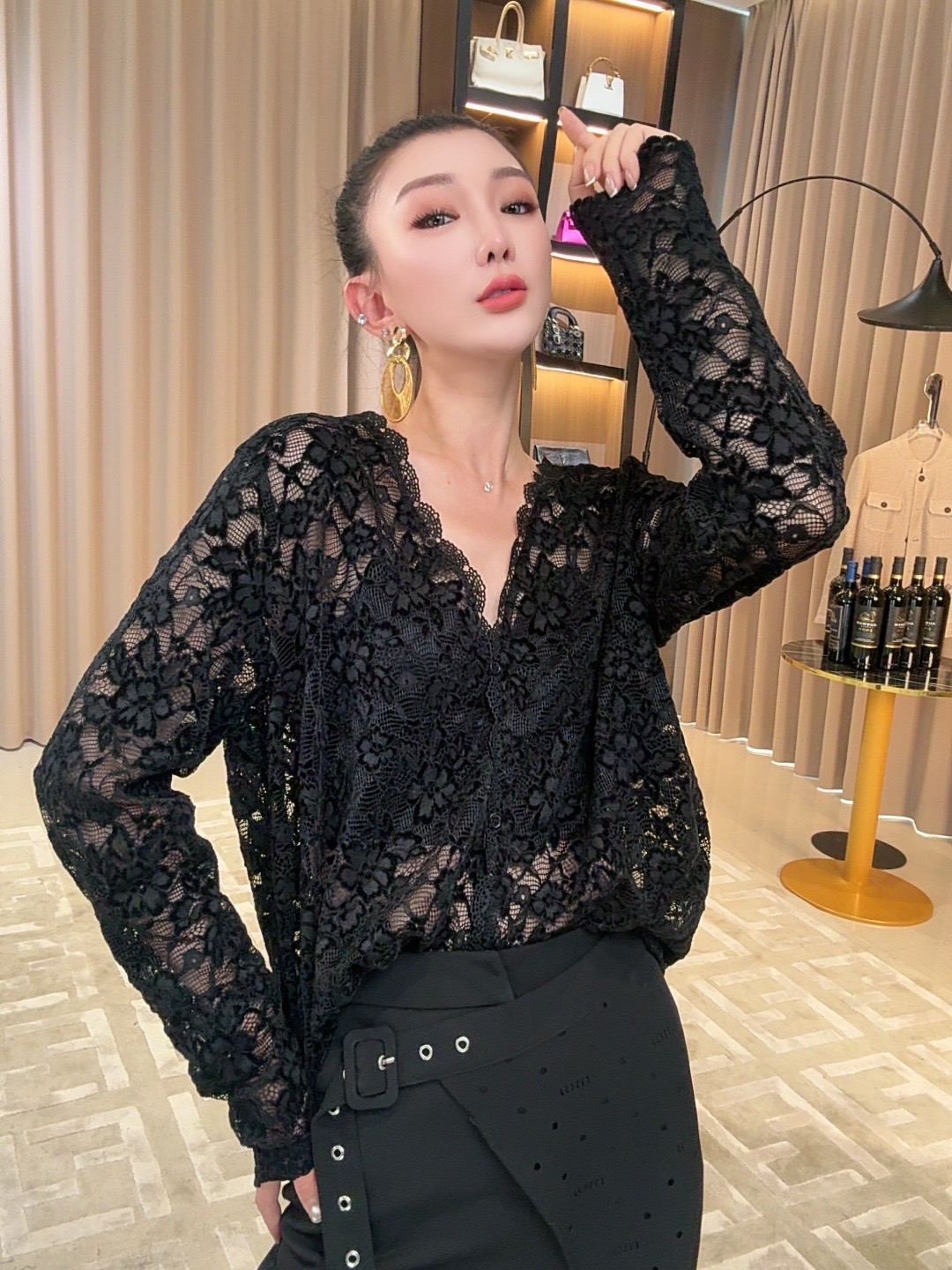 【宝姐家/蕾丝打底】2025秋季新款蕾丝打底气质女人性感通勤25321