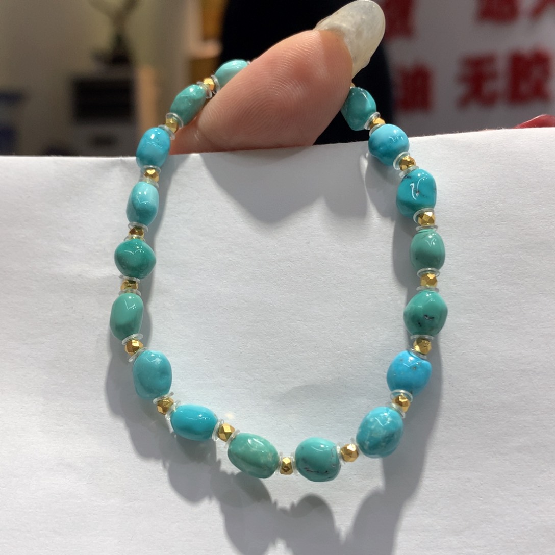 绿松石单圈银S925镶嵌