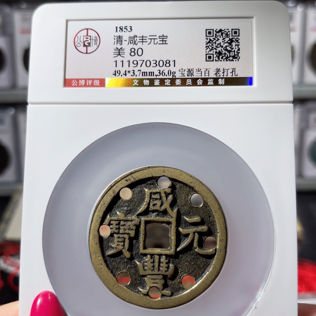 铜咸丰元宝 宝源当百 老打孔2300x. 