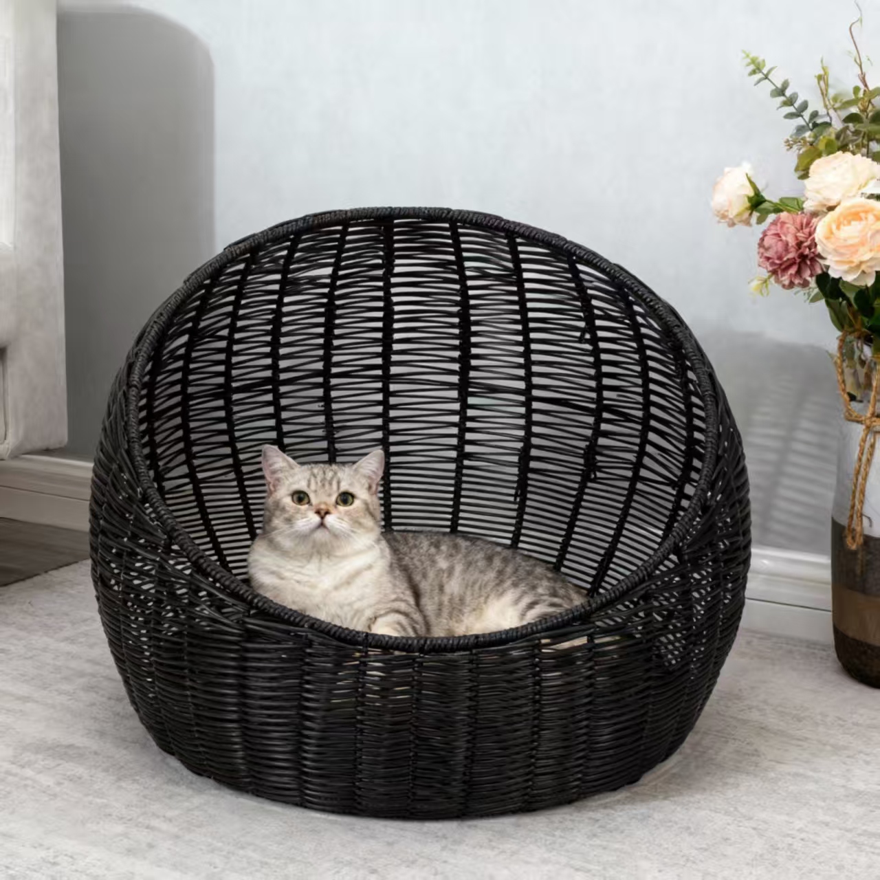 MW10精致镂空纯手工编织藤编猫窝可水洗四季通用宠物窝