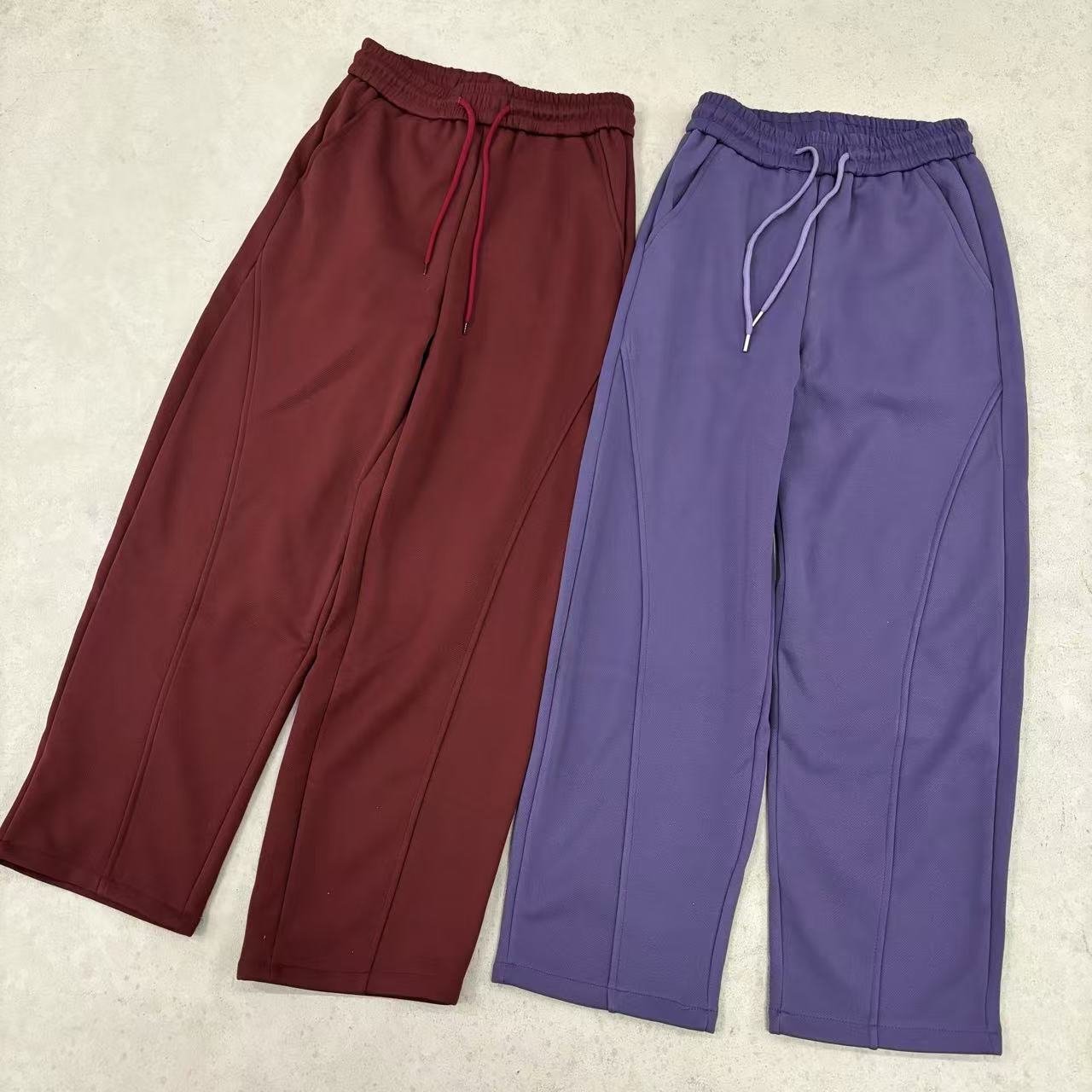 【WK18】加绒弯刀裤韩系运动松紧腰休闲裤~男女同穿