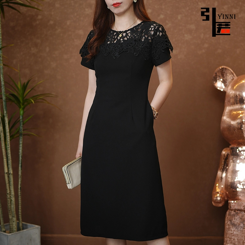 引匿(现货)A255捻丝乱麻弹力气质镂空女人味有口袋连衣裙 2025夏