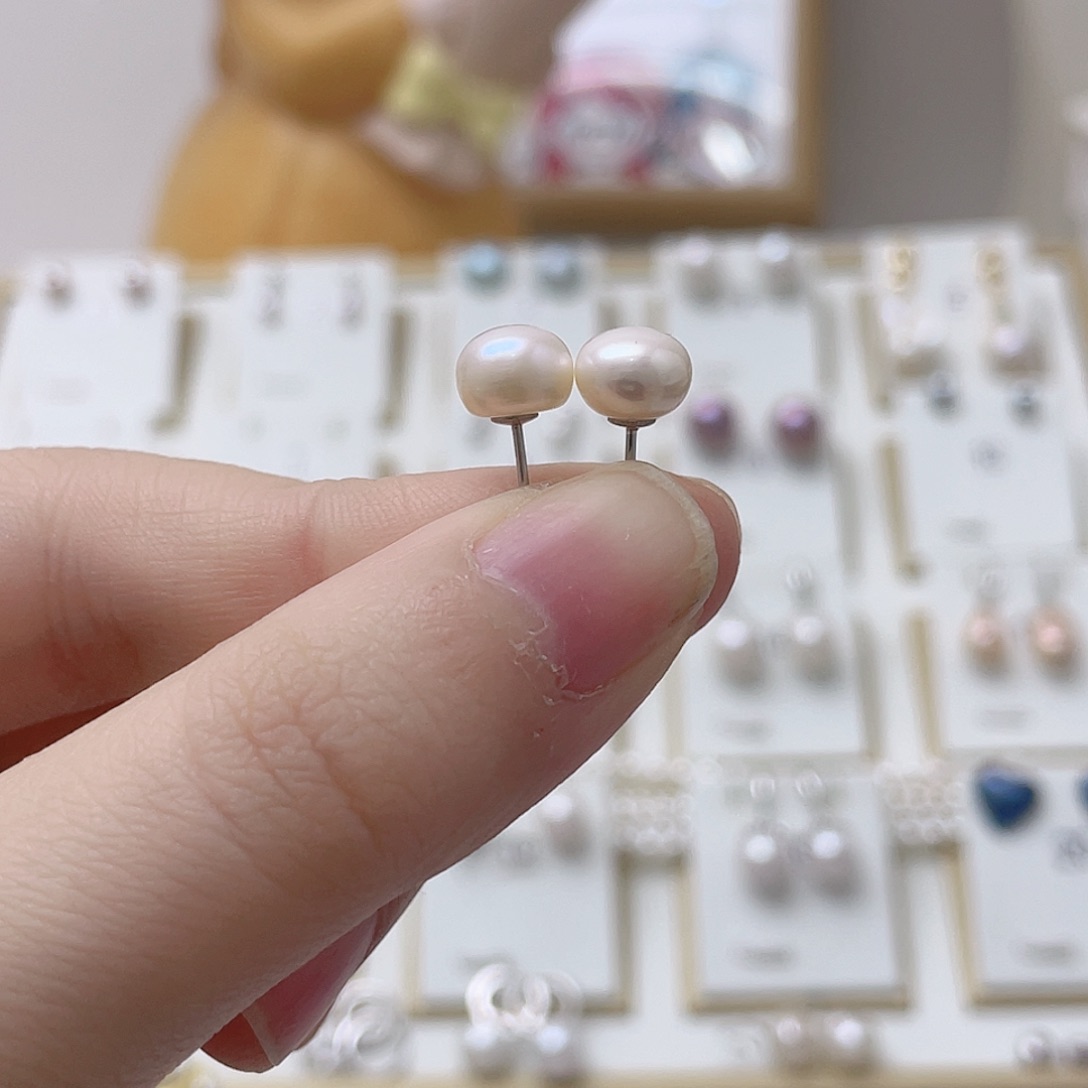 姗***妈淡水珍珠耳饰银S925镶嵌