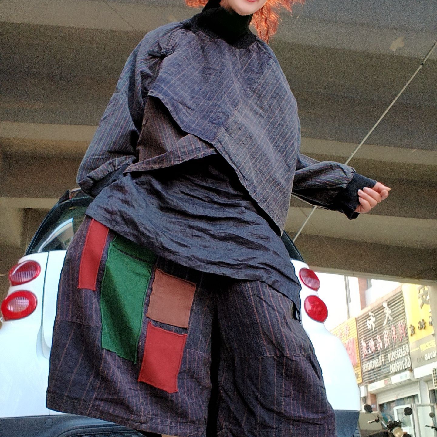 无吊牌做旧双层老布高领短外套条纹色随机发介意勿拍