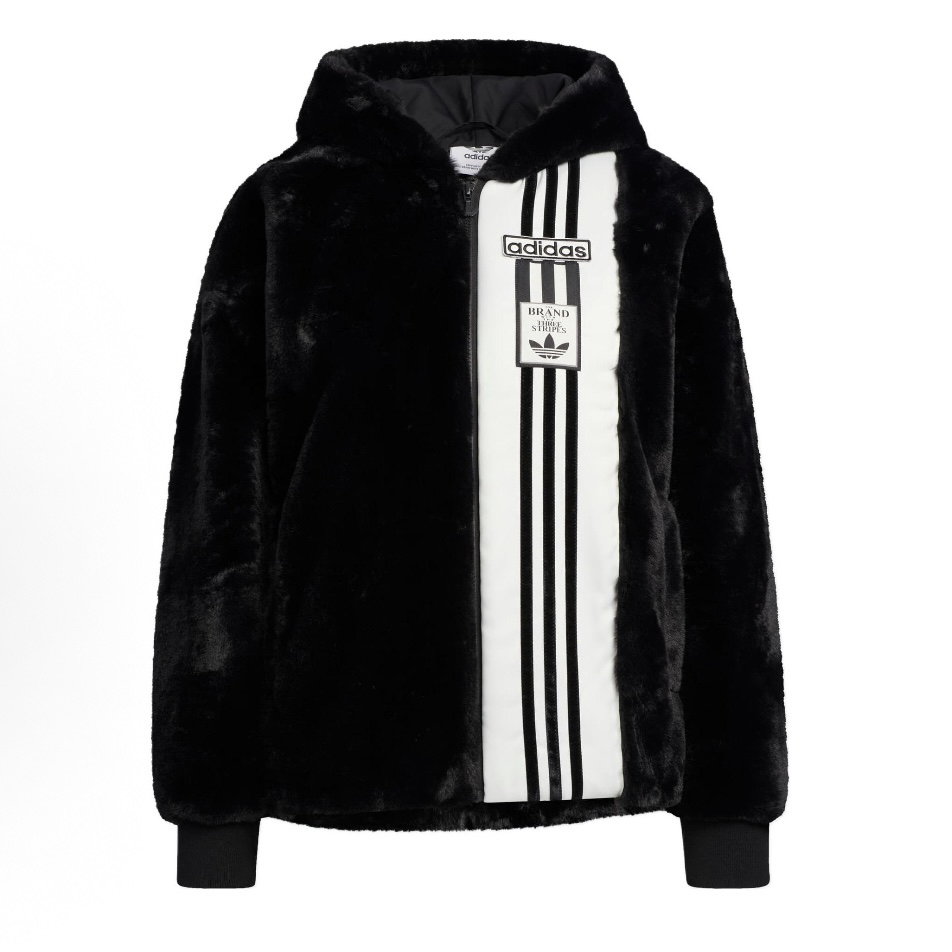 adidas originals撞色拼接品牌Logo徽标贴片连帽夹克 女款 IC8130