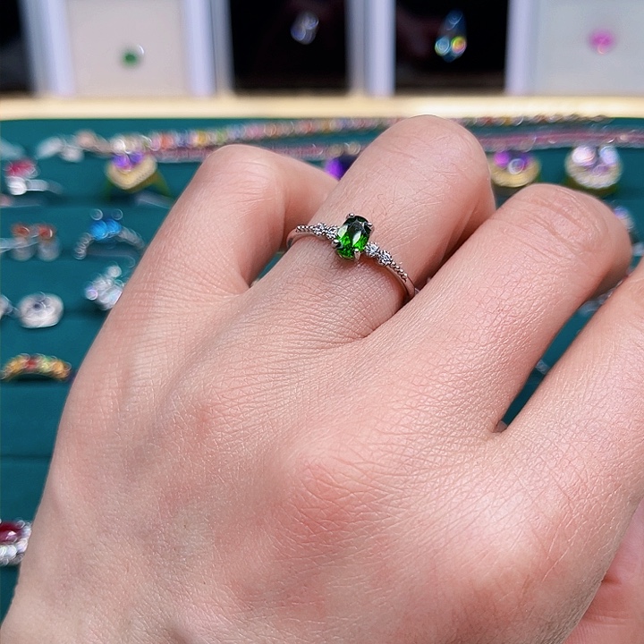 透辉石成品银S925镶嵌