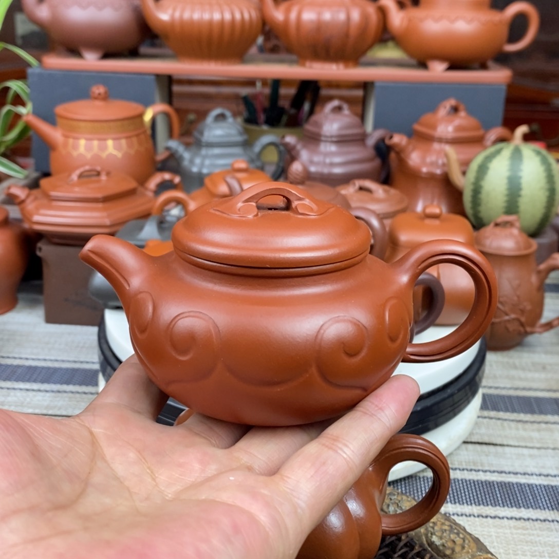紫砂茶壶仿古如意120-220cc原矿朱泥特价
