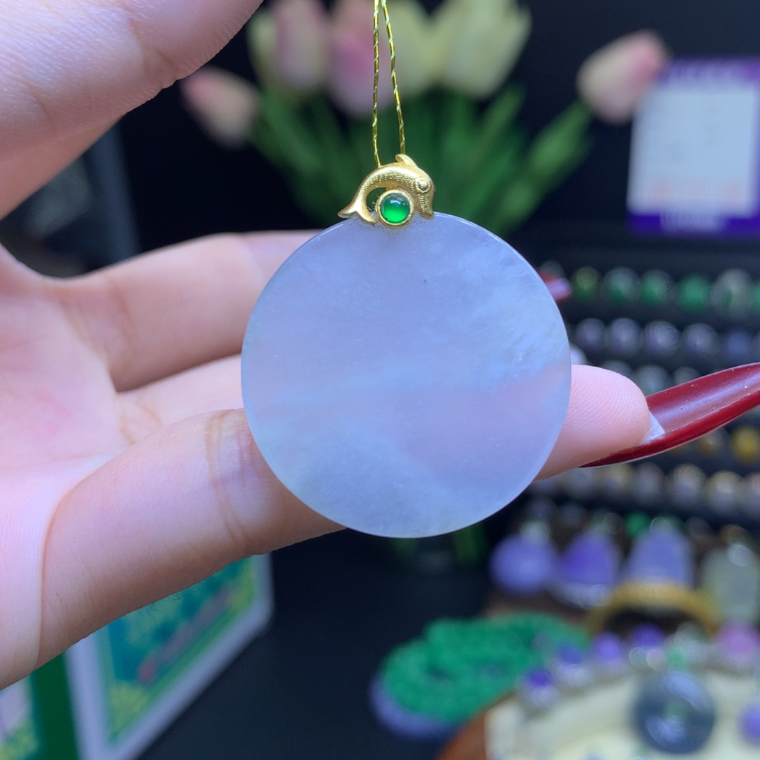 翡翠颈饰18K金镶嵌天然