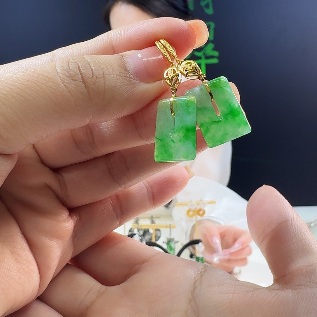 翡翠耳饰18K金镶嵌18k镶嵌