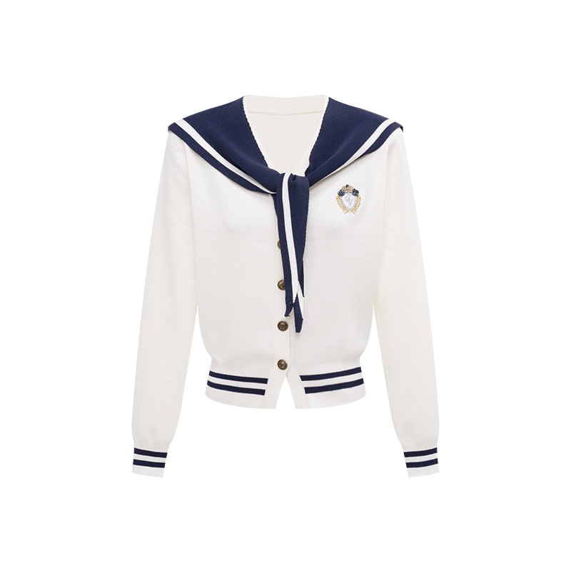 毛妮LADIESFIRST【学院萌系】海军领绑带撞色上衣早秋学院风L2266