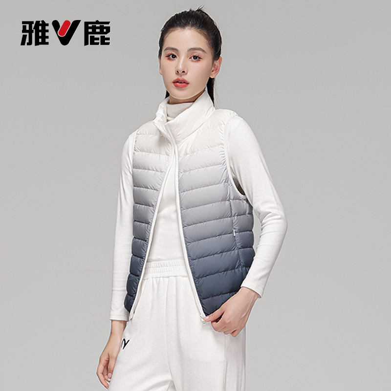 雅鹿2025新款女立领羽绒马甲长袖轻薄款羽绒服女内穿立领马甲