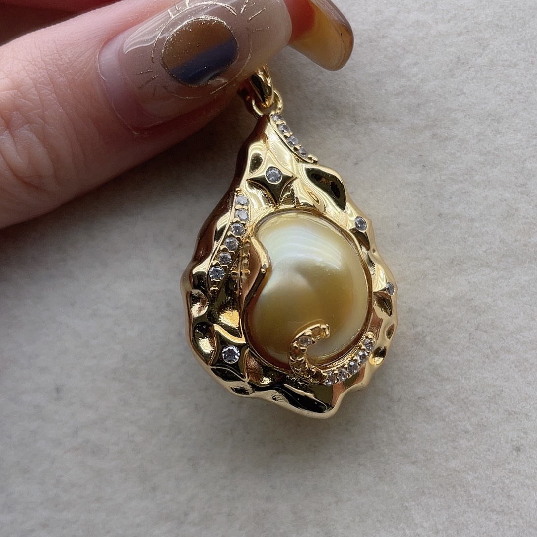 吊坠67银S925镶嵌海水珍珠