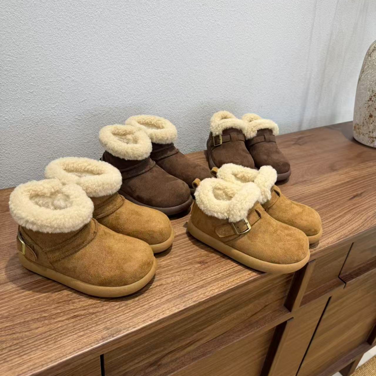 羊羔毛儿童土豆棉靴2025冬季新款女童短靴保暖男童加绒加厚雪地鞋