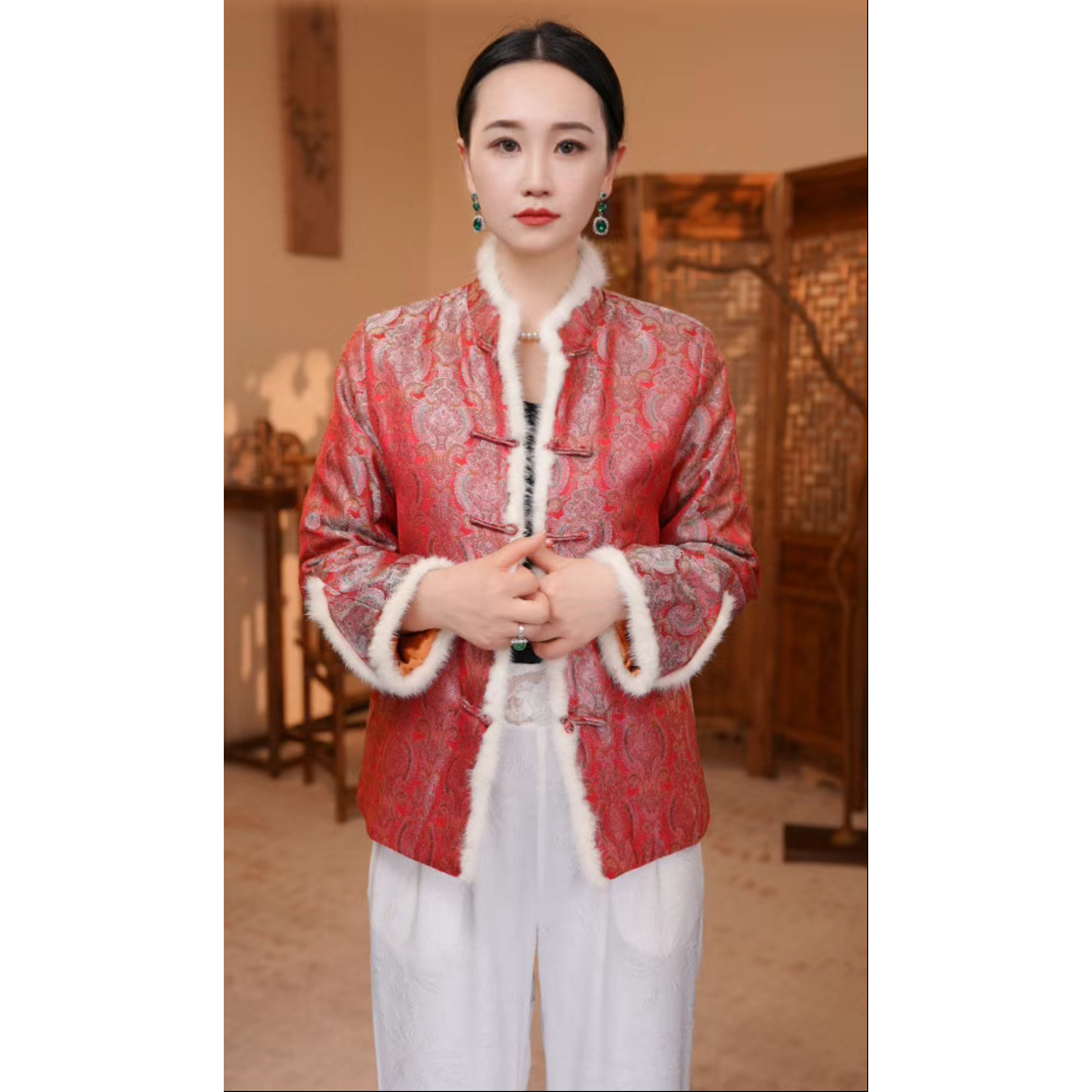 8983贵气提花新款国风棉衣外套