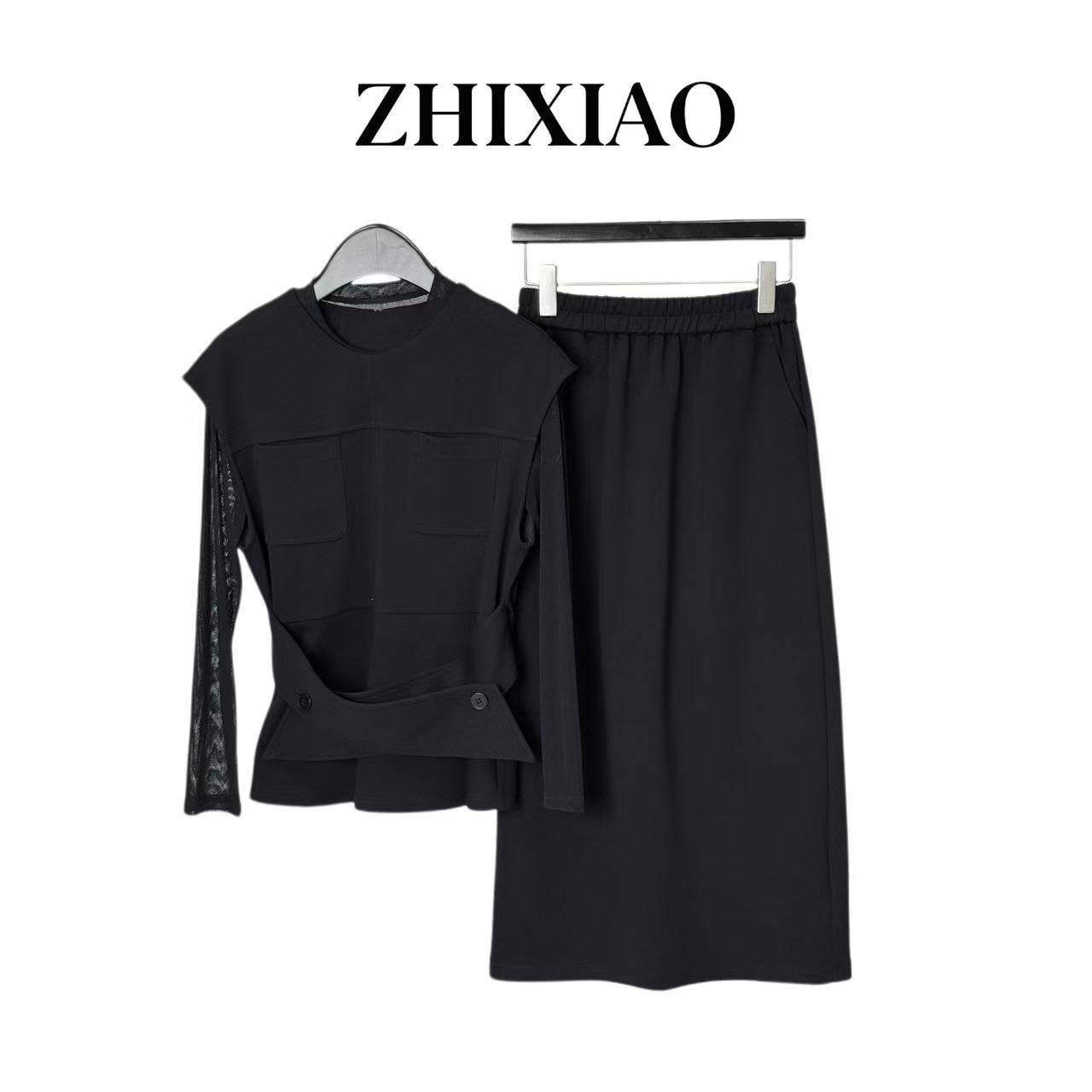 【ZHIXIAO】秋冬新款：马甲半裙三件套26162