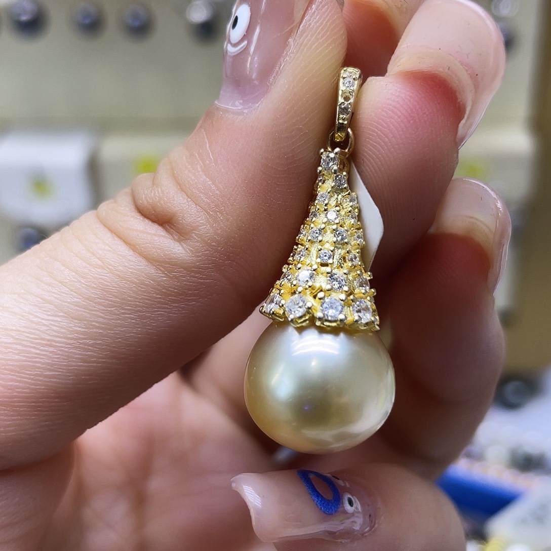 海水珍珠银S925镶嵌颈饰