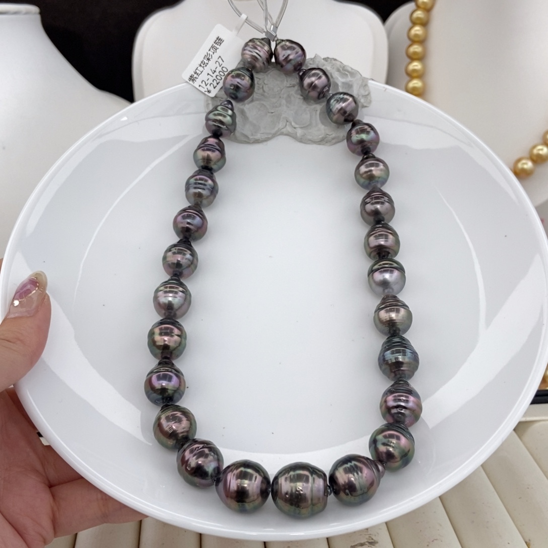 项链海水珍珠银S925镶嵌12-14/27颗 拍下后不退不换