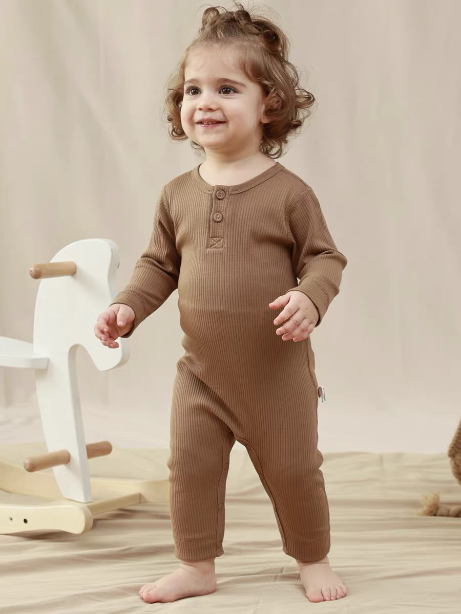 经典坑条连体衣爬服