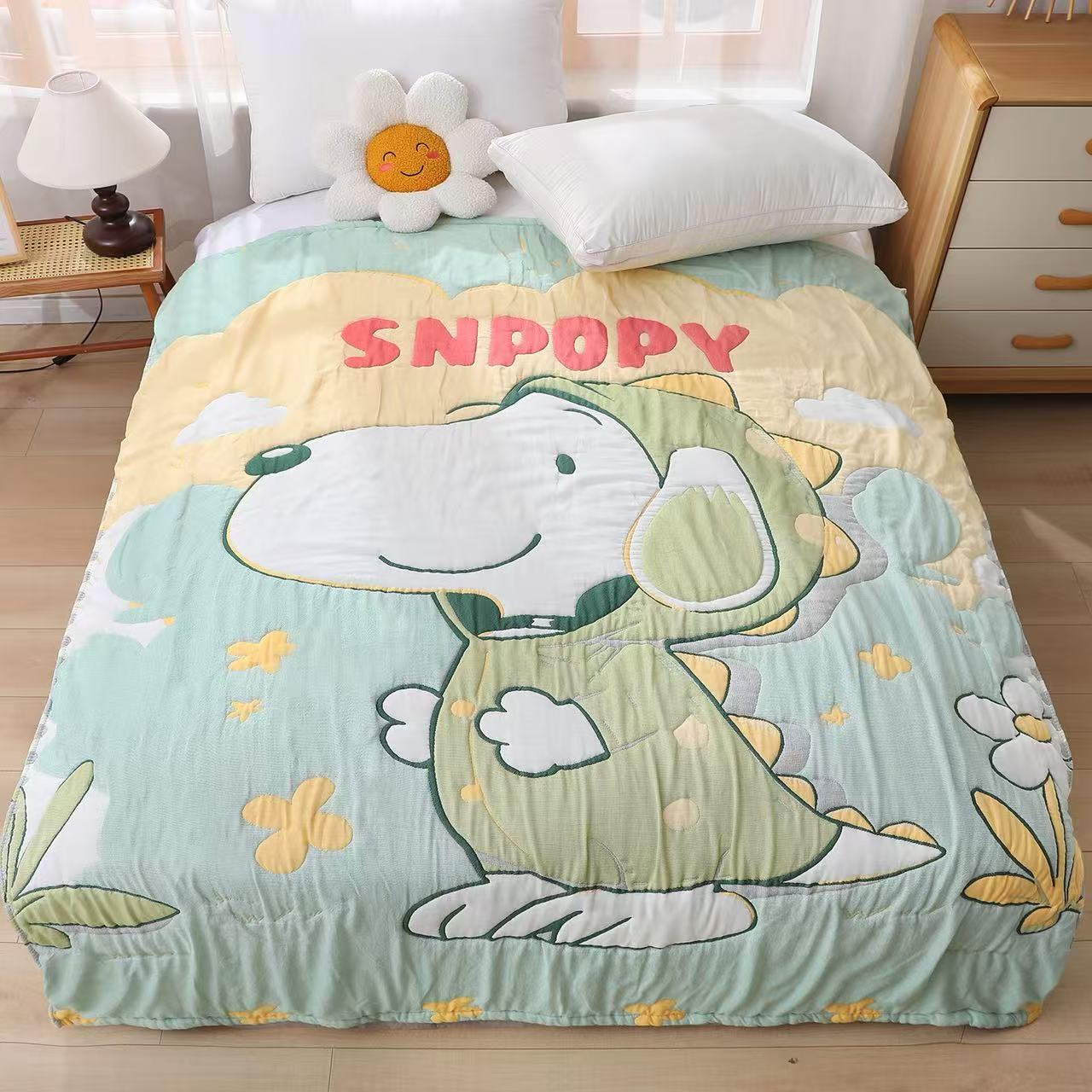 【史努比宝贝】150*200全棉纱布泡芙被皱皱纱布单人被提花A类机洗