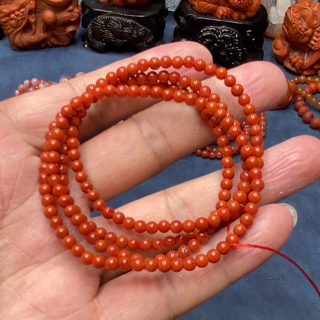 南红玛瑙未镶嵌手串3+’mm