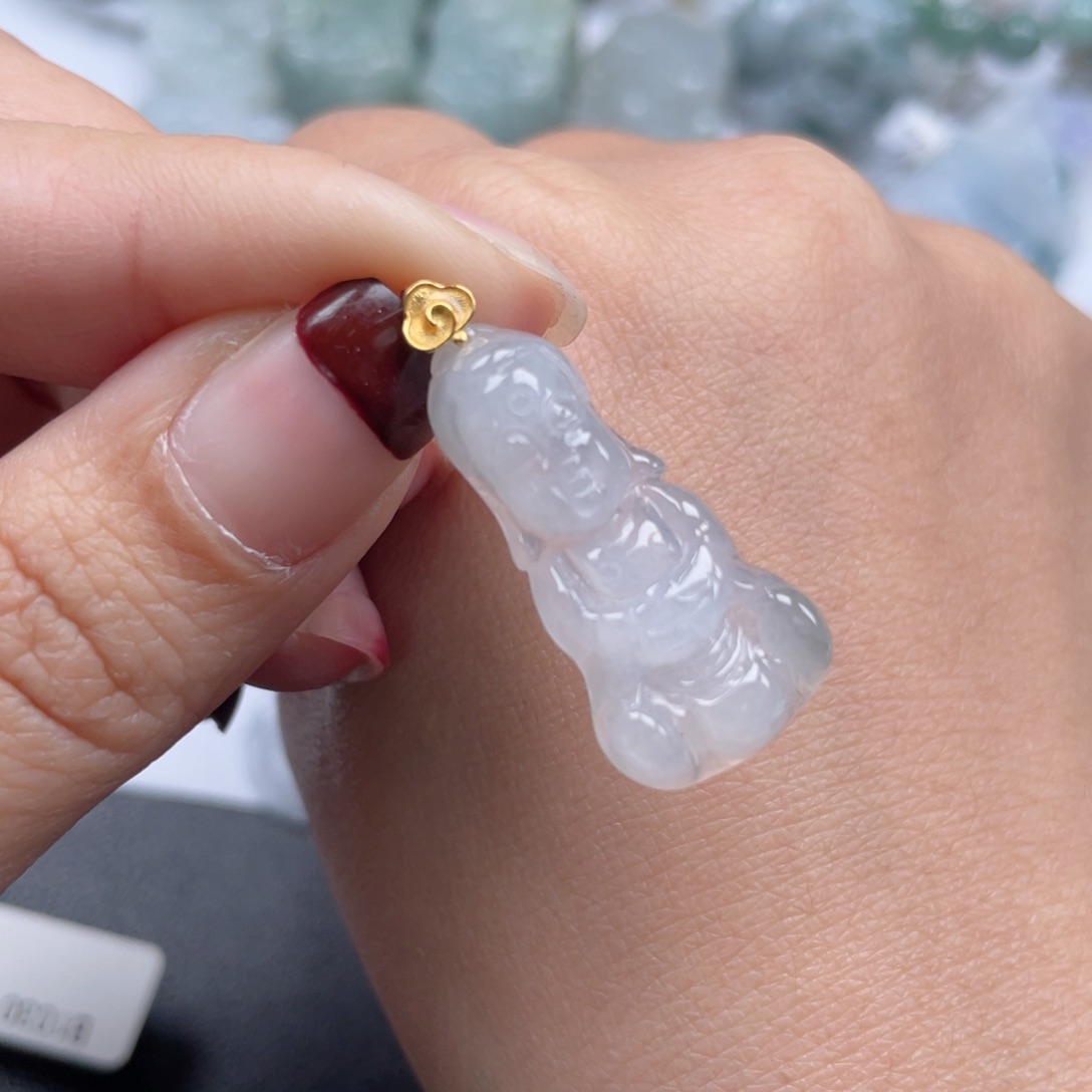 翡翠颈饰18K金镶嵌纯天然a货缅甸翡翠包邮