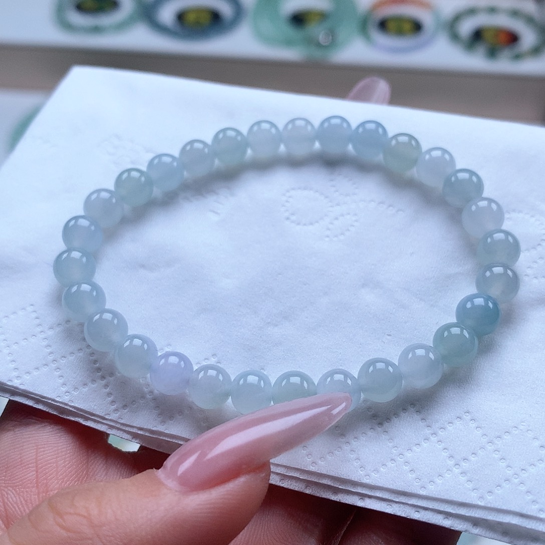 翡翠未镶嵌手串马卡龙6.3