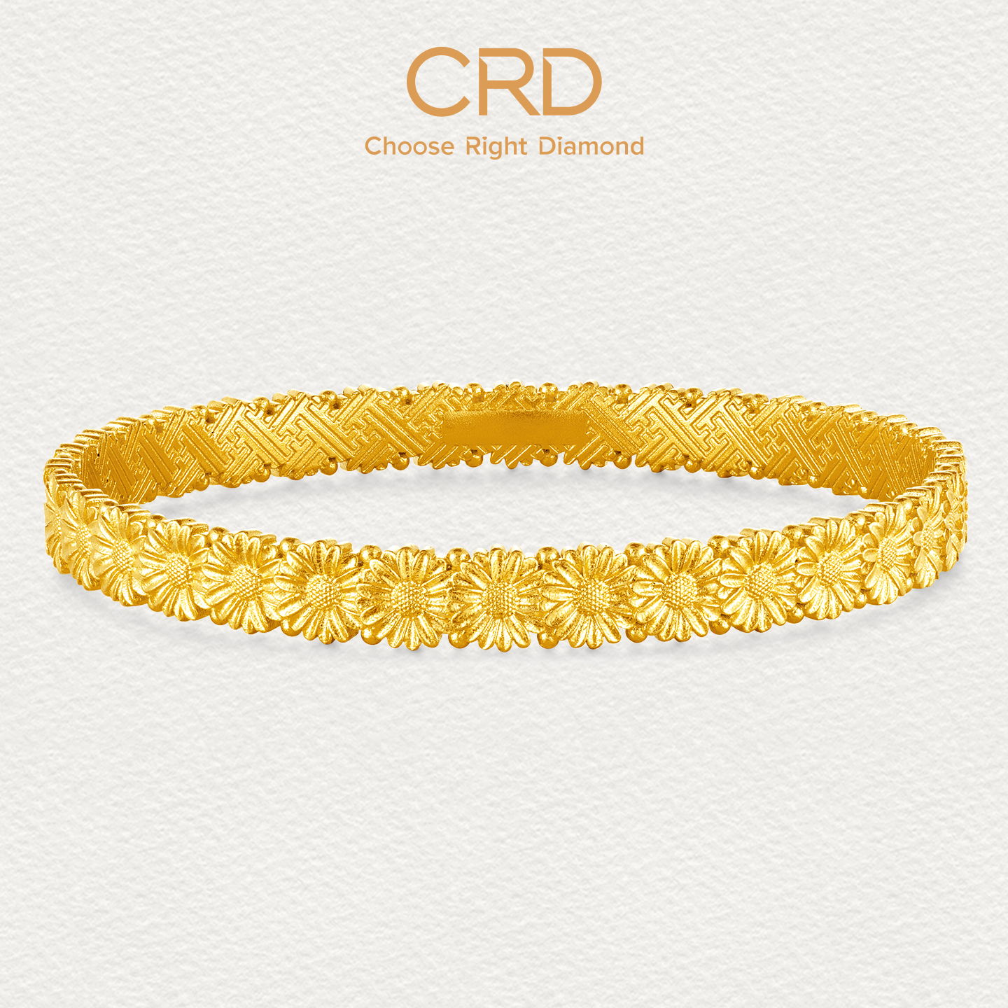 【新品】CRD克徕帝向日葵足金手镯古法匠造足金999手镯手饰送礼推荐