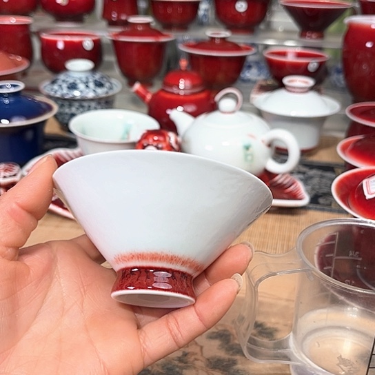 景德镇陶瓷红马坊斗笠杯