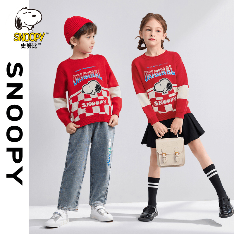 2024早春新款童装男女童新年圆领毛衫儿童毛衣衣服