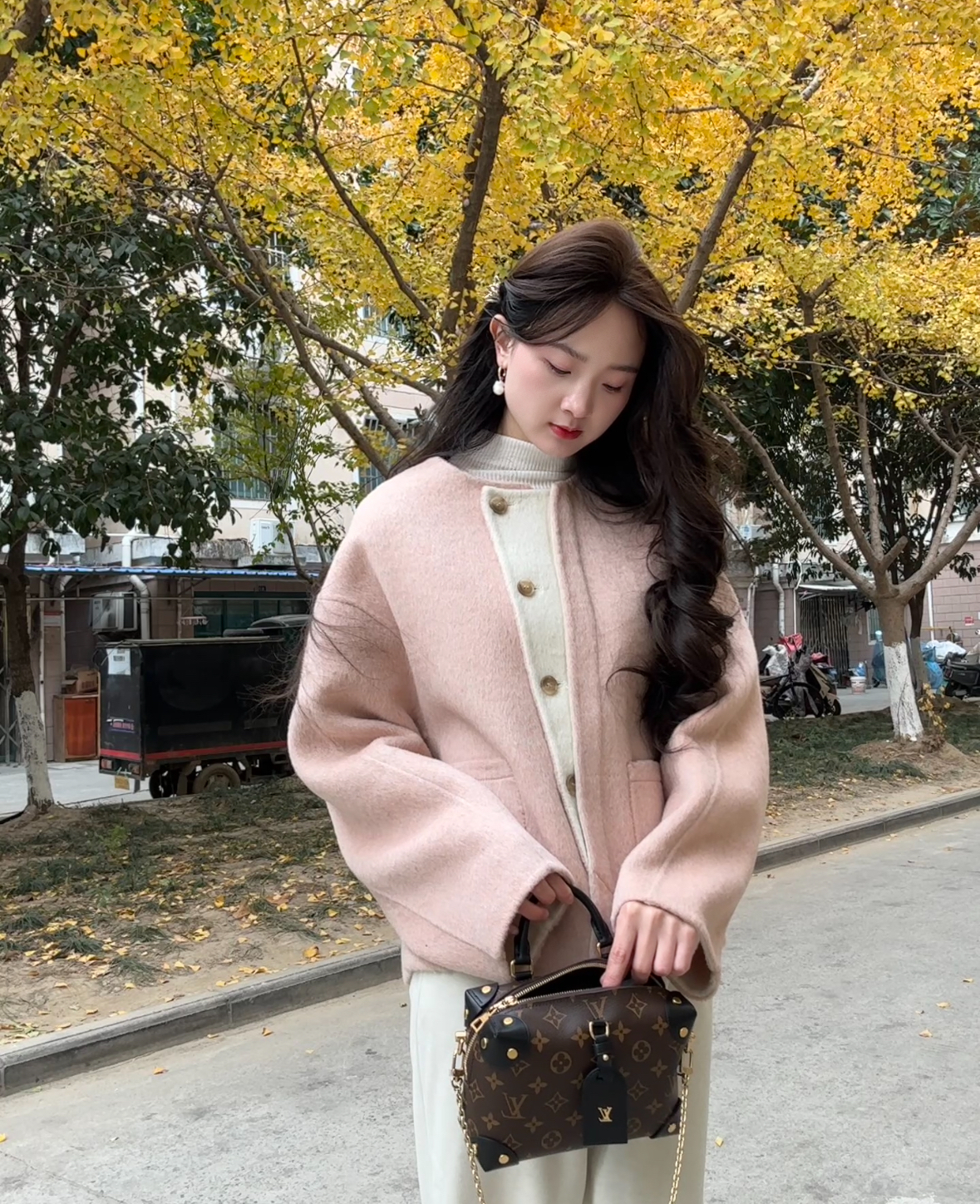 【桃雾暖绒】宽松厚短款新款秋冬羊毛外套小香风慵懒风